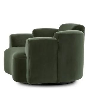 Fauteuil « Green Velvet » avec assise profonde et accoudoirs arrondis - Mobilier d'hôtel de luxe Vue de côté par Luxury Group International