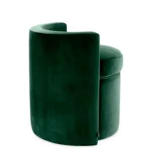 Tabouret en velours vert avec dossier incurvé et assise rembourrée aux contours arrondis - Mobilier d'hôtel de luxe Vue de dos par Luxury Group International