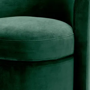 Tabouret en velours vert avec dossier incurvé et assise rembourrée aux contours arrondis - Mobilier d'hôtel de luxe Vue détaillée par Luxury Group International