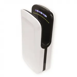 High-Speed Luxury Automatic Hand Dryer in White & Black Finish with Antibacterial Filtration System Front View by Luxury Group International