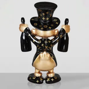Große Dagobert-McDuck-Skulptur - schwarz-goldenes Design Rückansicht von Luxury Group International