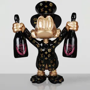 Große Dagobert-McDuck-Skulptur - schwarz-goldenes Design Vorderansicht von Luxury Group International