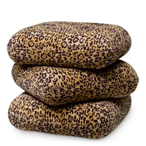 Leopard Print Fabric Ottoman Stool with Rounded Cushioned Design - Luxury Hotel Furniture Front View by Luxury Group International