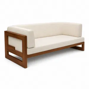 Luxus Creme 6,5 ft Gartensofa mit geschwungenen Armlehnen & Walnussrahmen von Luxury Group International