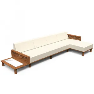 Luxury 4-Seater Outdoor Sofa with Right Chaise and Side Table Front View by Luxury Group International