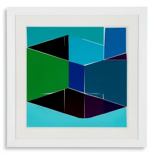 Luxury Abstract Silkscreen Wall Art Print in White Frame 112 cm Front View by Luxury Group International