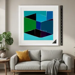 Luxury Abstract Silkscreen Wall Art Print in White Frame 112 cm Lifestyle View by Luxury Group International