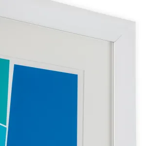 Luxury Abstract Silkscreen Wall Art Print in White Frame 112 cm Side View by Luxury Group International