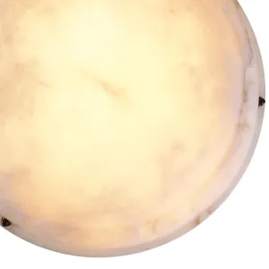 Luxury Alabaster Bowl Pendant Ceiling Light with Antique Bronze Chain Suspension Bottom View by Luxury Group International
