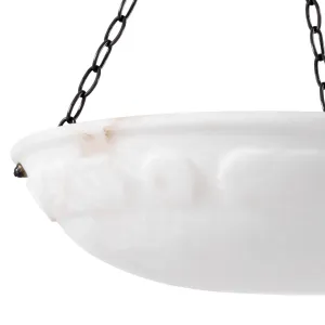 Luxury Alabaster Bowl Pendant Ceiling Light with Antique Bronze Chain Suspension Detail View by Luxury Group International