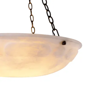 Luxury Alabaster Bowl Pendant Ceiling Light with Antique Bronze Chain Suspension Detail View by Luxury Group International