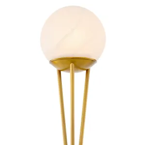 Luxury Alabaster Globe Floor Lamp with Antique Brass Finish Detail View by Luxury Group International