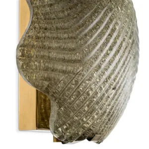 Luxury Amber Glass Flush Mount wall Light with Sculpted Textured Floral Design Side View by Luxury Group International