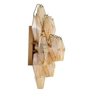 Luxury Amber Rectangular Crystal Wall Sconce with Gold Accents for Elegant Interiors Side View by Luxury Group International