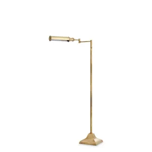 Luxury Antique Brass Adjustable Task Floor Lamp with Directional Light Front View by Luxury Group International