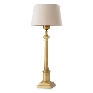 Luxus Tischlampe aus antikem Messing mit klassischem Säulenfuß – Luxus Hotelmöbel Vorderansicht von Luxury Group International
