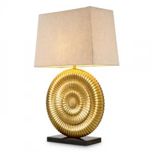 Luxury Antique Gold Finish Black Granite Base Table Lamp Front View by Luxury Group International