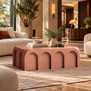 Modern Stone Coffee Table with Sculptural Arch Design for Modern Interiors - Luxury Hotel Furniture Lifestyle View by Luxury Group International