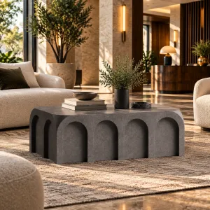 Modern Stone Coffee Table with Sculptural Arch Design for Modern Interiors - Luxury Hotel Furniture Lifestyle View by Luxury Group International