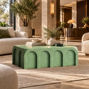 Modern Stone Coffee Table with Sculptural Arch Design for Modern Interiors - Luxury Hotel Furniture Lifestyle View by Luxury Group International