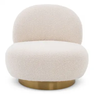 Luxury Swivel Armchair White / Brass 87 x 102 x H. 85 cm - Living Room & Hotel Furniture Front View by Luxury Group International