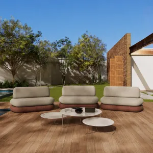 Luxury Armless Outdoor Lounge Sofa with Solid Concrete Base - Luxury Hotel Furniture - Garden Sofa Lifestyle View by Luxury Group International