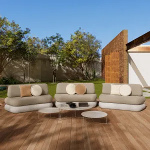Luxury Armless Outdoor Lounge Sofa with Solid Concrete Base - Luxury Hotel Furniture - Garden Sofa Lifestyle View by Luxury Group International