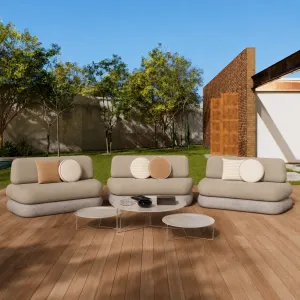 Luxury Armless Outdoor Lounge Sofa with Solid Concrete Base - Luxury Hotel Furniture - Garden Sofa Lifestyle View by Luxury Group International