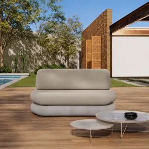 Luxury Armless Outdoor Lounge Sofa with Solid Concrete Base - Luxury Hotel Furniture - Garden Sofa Lifestyle View by Luxury Group International