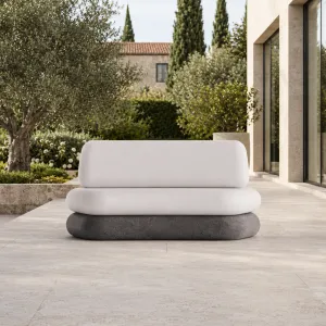 Luxury Armless Outdoor Lounge Sofa with Solid Concrete Base - Luxury Hotel Furniture Lifestyle View by Luxury Group International