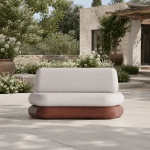 Luxury Armless Outdoor Lounge Sofa with Solid Concrete Base - Luxury Hotel Furniture Lifestyle View by Luxury Group International