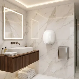Luxury Automatic Eco-Jet Hand Dryer with UV-C Sanitisation & Blue LED Illumination Lifestyle View by Luxury Group International