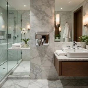 Luxury Automatic Hand Dryer with Anti-Vandal Stainless Steel Body Lifestyle View by Luxury Group International