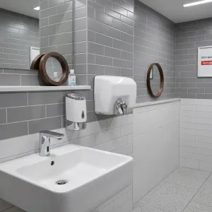 Luxury Automatic Hand Dryer with Anti-Vandal Stainless Steel Body Lifestyle View by Luxury Group International