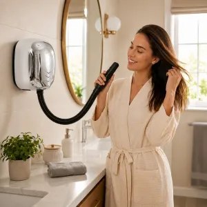 Luxury Automatic Hotel Hair Dryer with High-Speed Eco Jet Technology & Anti-Vandal Cover Lifestyle View by Luxury Group International