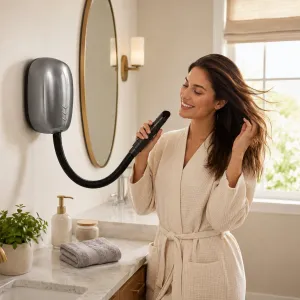 Luxury Automatic Hotel Hair Dryer with High-Speed Eco Jet Technology & Anti-Vandal Cover Lifestyle View by Luxury Group International