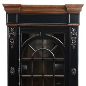 Luxury Baroque Arched Glass Display Cabinet with Carved Floral Detailing & Lower Storage Panel Top View by Luxury Group International