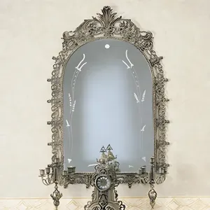 Luxury Baroque Bronze Arched Wall Mirror with Ornamental Openwork Crest - Baroque Mirrors by Luxury Group International
