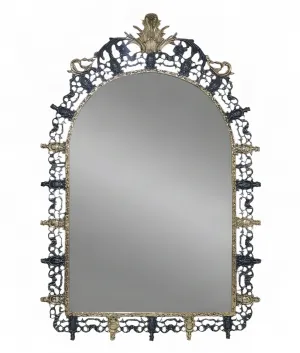 Luxury Baroque Bronze Arched Wall Mirror with Ornamental Openwork Crest - Baroque Mirrors by Luxury Group International