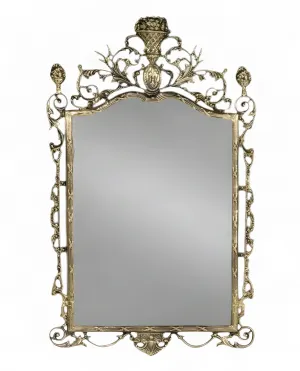 Luxury Baroque Bronze Crown Wall Mirror with Foliate Scrollwork - Baroque Mirrors by Luxury Group International