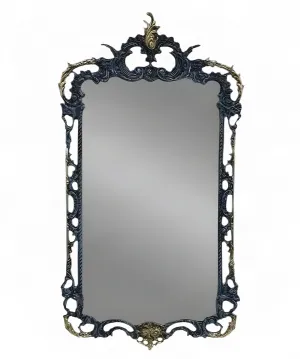 Luxury Baroque Bronze Pierced Scroll Wall Mirror with Acanthus Crown Crest - Baroque Mirrors Front View by Luxury Group International