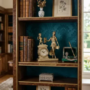 Reloj de Mesa de Bronce Barroco de Lujo con Figuras de Madre y Ángel Vista lifestyle por Luxury Group International