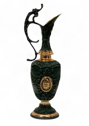 Luxus Barock Bronzevase mit Kannenhals, Ornamentaler Reliefverzierung & Rundem Sockel - Luxusvasen von Luxury Group International