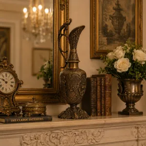 Luxus Barock Bronzevase mit Kannen-Ausguss & Skulptiertem Griff – Luxusvasen Lifestyle-Ansicht von Luxury Group International