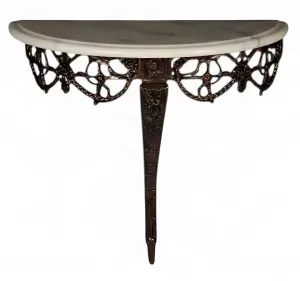Luxus Barock Bronze Wandtisch mit Demi-Lune Marmorplatte – Luxus Konsolentisch von Luxury Group International