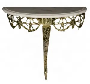 Luxus Barock Bronze Wandtisch mit Demi-Lune Marmorplatte – Luxus Konsolentisch von Luxury Group International