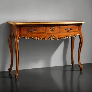 Luxury Baroque Console Table with Dual Drawer Storage & Gold Accent Detailing Front View by Luxury Group International