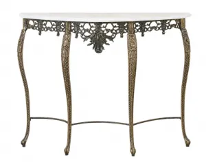 Luxuriöser Barock-Konsolentisch mit Marmorplatte und durchbrochenem floralen Bronze-Sockel - Luxus-Konsolentisch von Luxury Group International