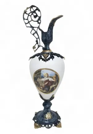 Luxus Barock-Krugvase mit handbemaltem Porzellankörper und kunstvollem Bronzegriff – Luxusvasen von Luxury Group International