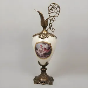 Luxus Barock-Krugvase mit handbemaltem Porzellankörper und kunstvollem Bronzegriff – Luxusvasen von Luxury Group International